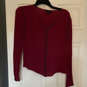 Women’s Deep Red Long Sleeve Top